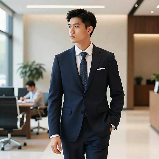 Male Executive with Side Part Hairstyle