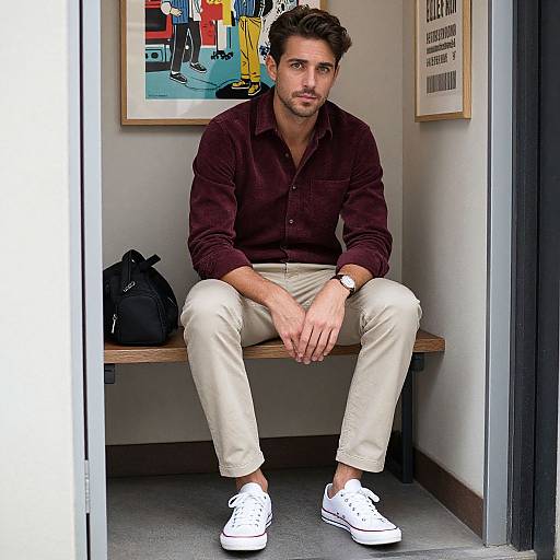Stylish Man in Cozy Urban Nook