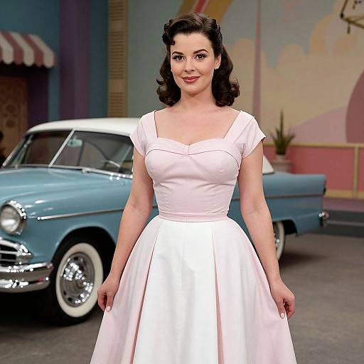 1950s Iconic Pink Dress Classic Style