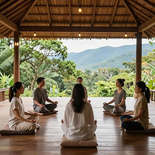 Group Meditation in Serene Nature Room