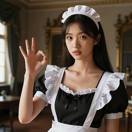 Elegant Maid in Luxurious Mansion