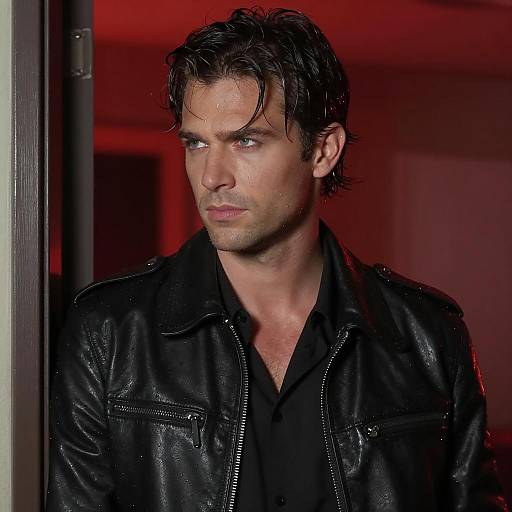 Mysterious Male in Leather Jacket
