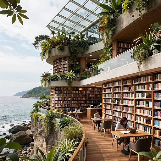 Cliffside Biophilic Research Library Atrium