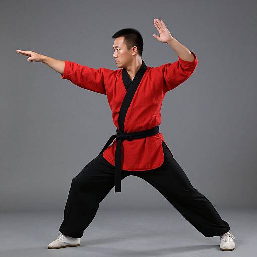 Wushu Warrior in Red and Black
