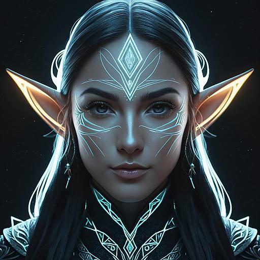 Iridescent Light Elf Portrait Symmetrical Abstract