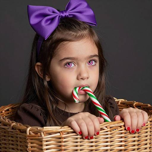 Whimsical Girl in a Woven Basket