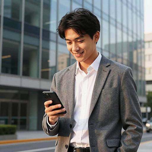 Young Professional Smiling With Smartphone