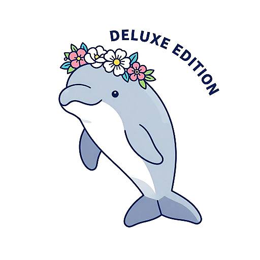 Whimsical Dugong with Floral Crown