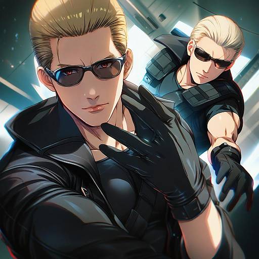 Illustration of Albert wesker, resident evil in the style of Samneco