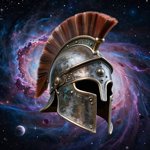 Ancient Spartan Helmet in Nebula