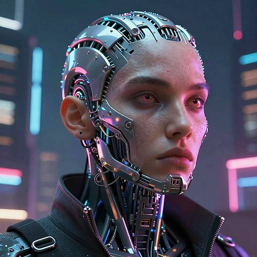 Futuristic Cyberpunk Biomechanical Face