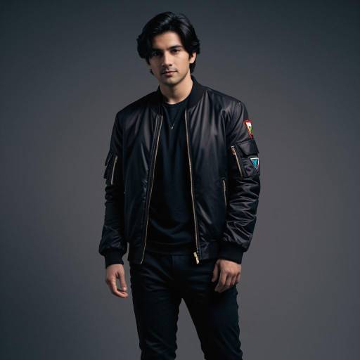 Young man in black bomber jacket