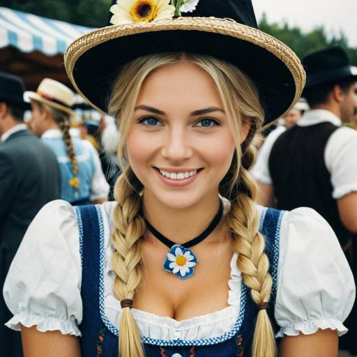 Smiling woman in traditional Bavarian dress