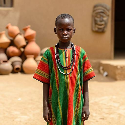 Portrait of a Young African Boy in Traditional Robe