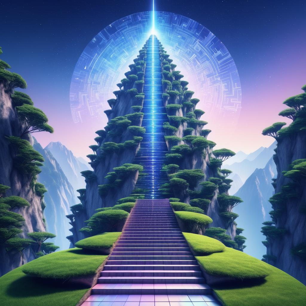 Infinite AI Staircase to Serene Peaks