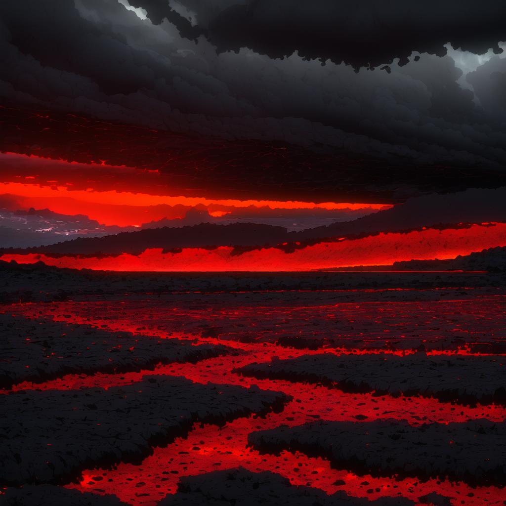 Ominous Lava Flow at Dusk