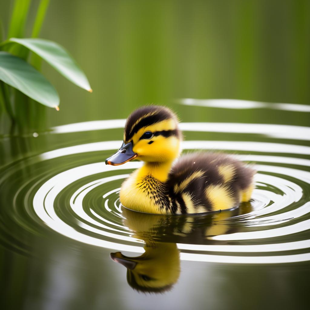 Cinematic Photo of Baby Duckling in Pond