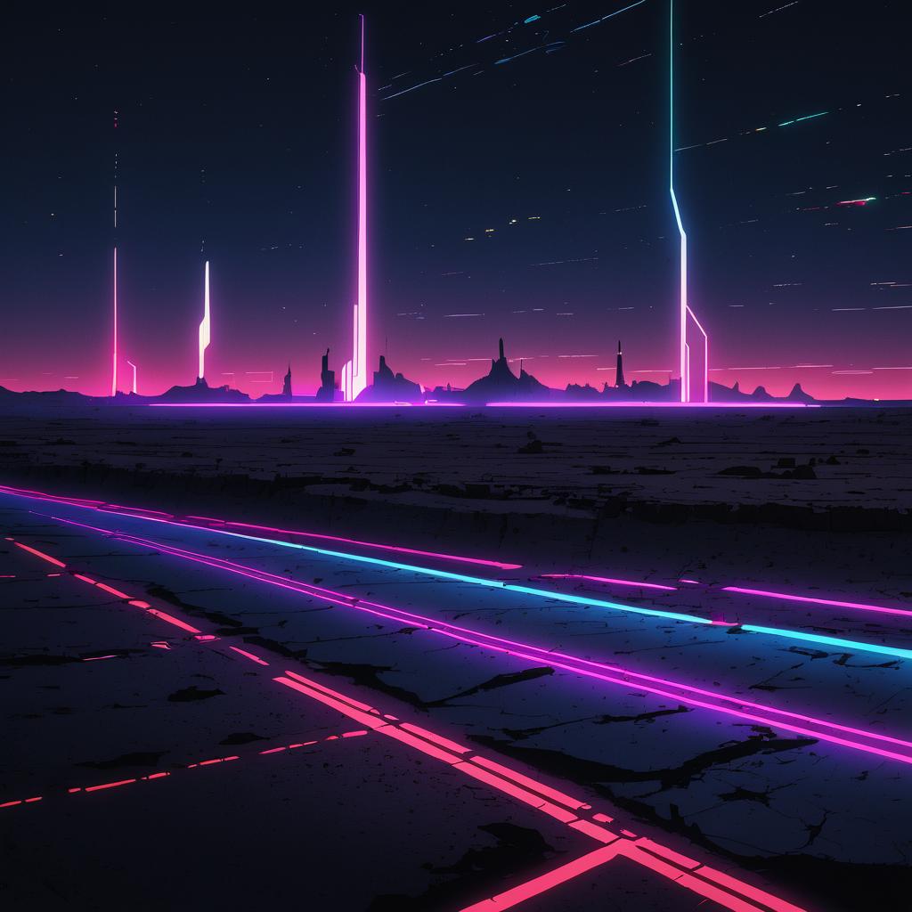 Neon Cyberpunk Badlands at Night