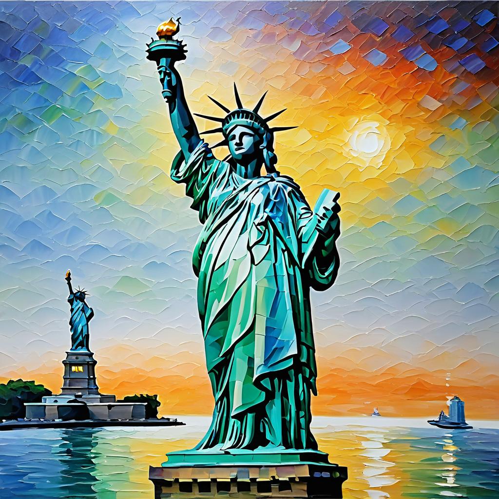 Monet-Style Oil Painting of Liberty