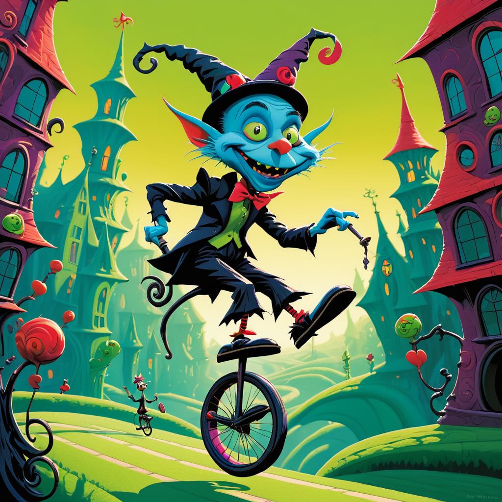 Whimsical Goblin on a Unicycle Art