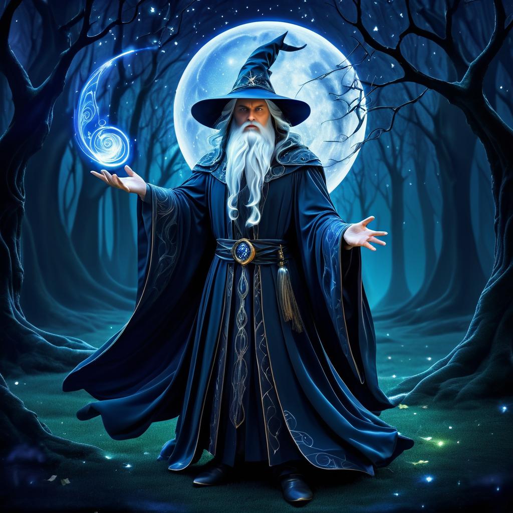 Enchanting Wizard in Moonlit Glade