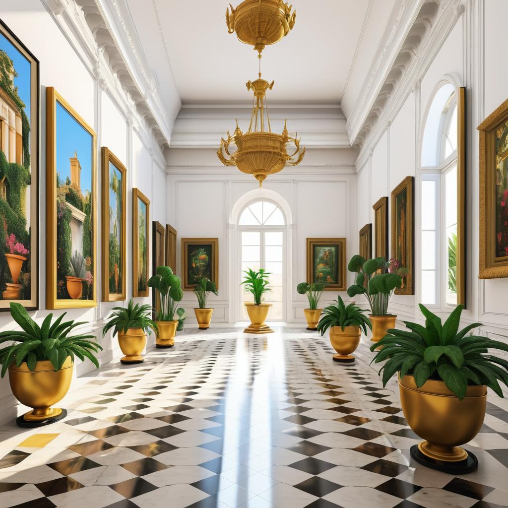 Elegant Art Museum Interior with Masterpieces