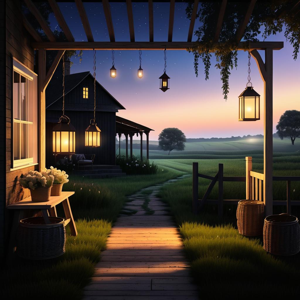 Charming Rustic Farmhouse at Twilight