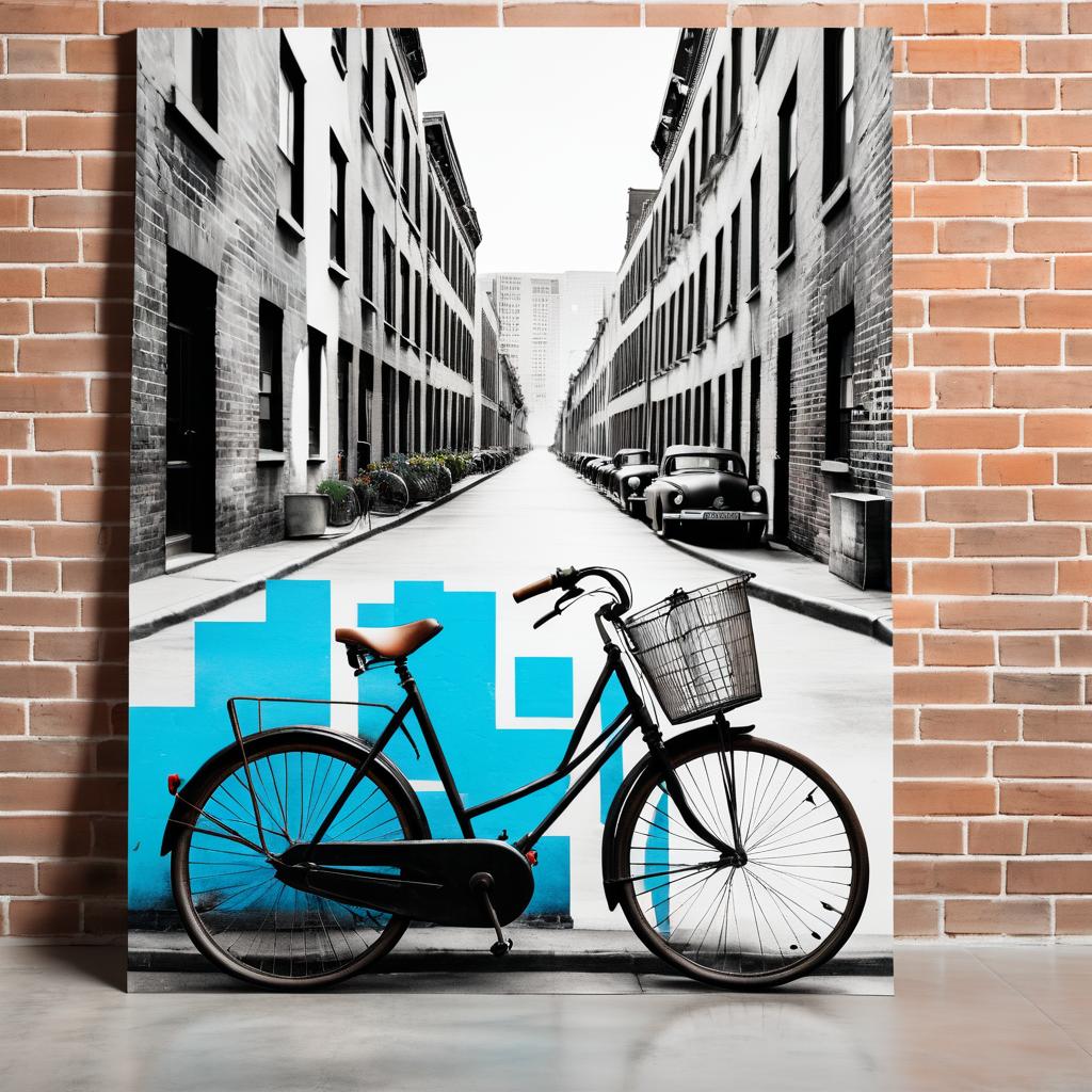 Vintage Bicycle Urban Wall Art Mockup