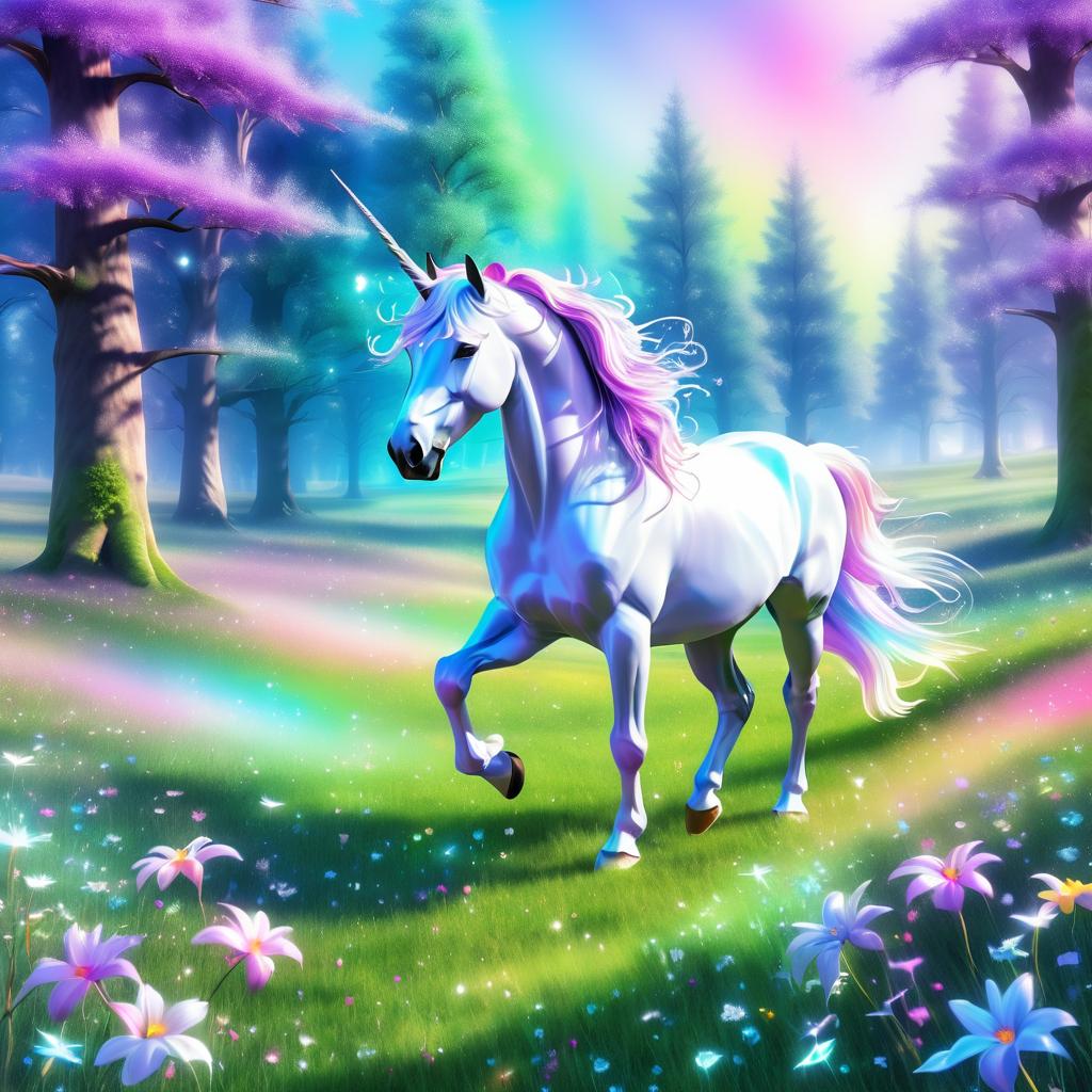 Magical Unicorn and Fairies in Meadow