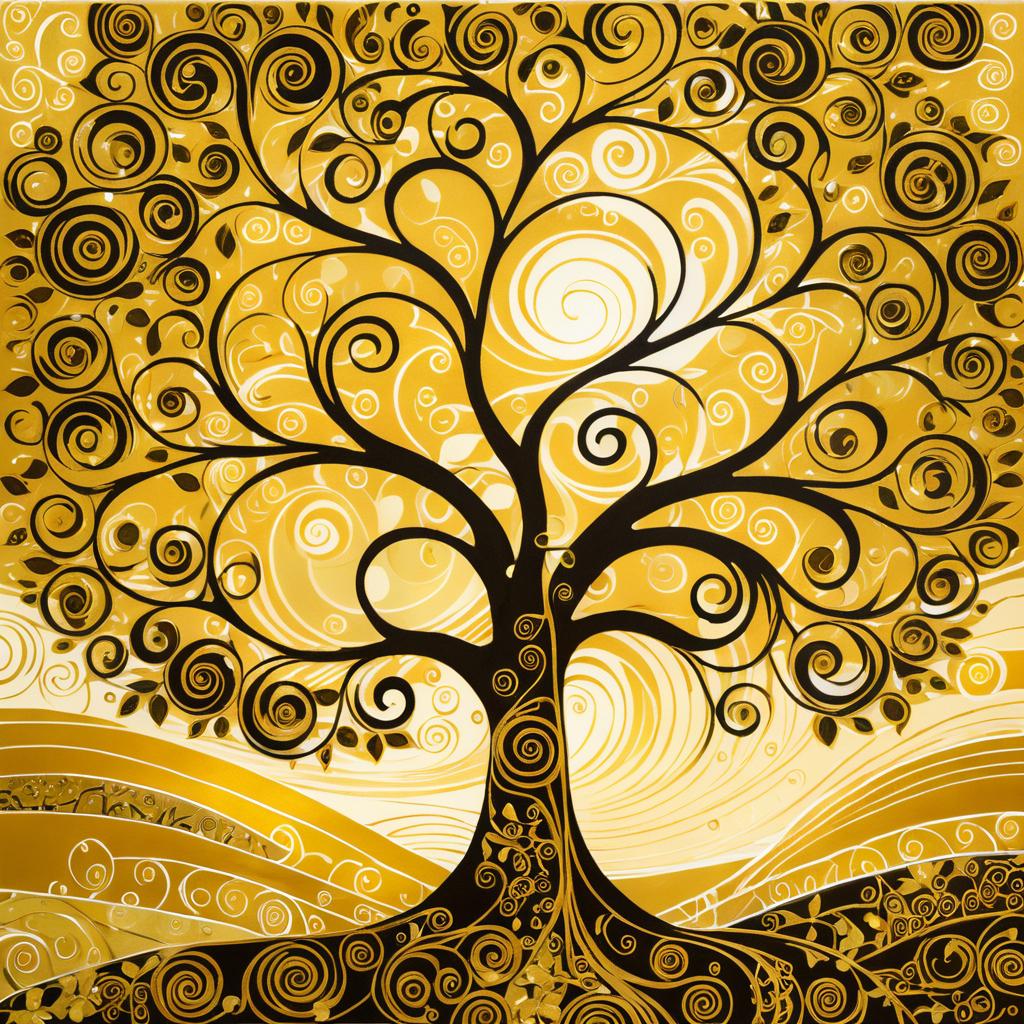 Majestic Klimt-Inspired Tree in Gold