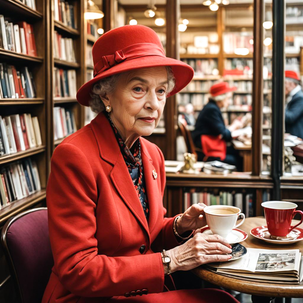 Elegant Elderly Woman in Red Hat