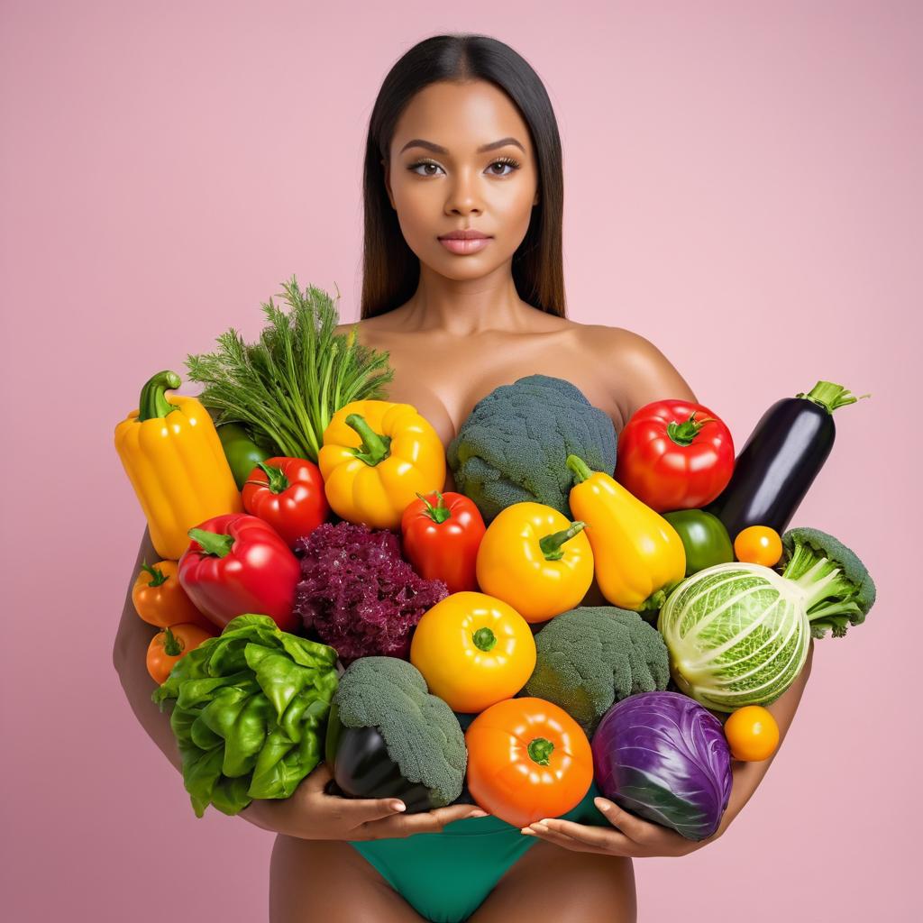 Confident Woman with Colorful Vegetables