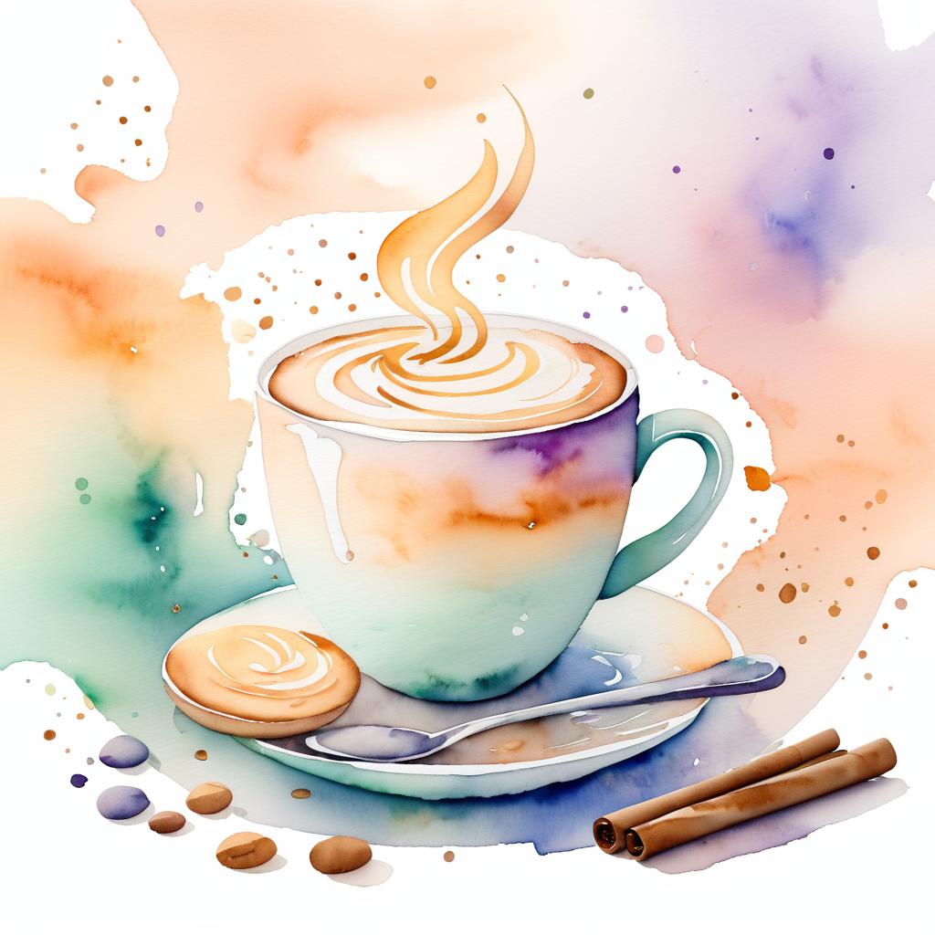 Whimsical Watercolor Chai Latte Art