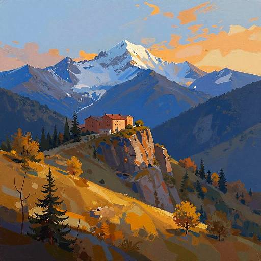 Vibrant Digital Mountain Landscape