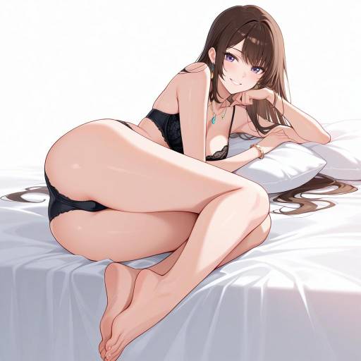 Elegant Woman Lying on Bed Portrait Elegant Woman Lying on Bed Portrait