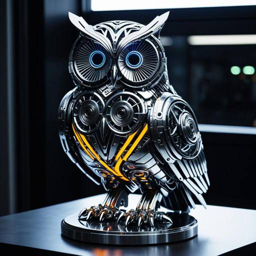 Futuristic Cybernetic Owl Sculpture Design