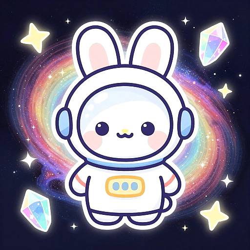 Chibi Space Bunny in Neon Galaxy