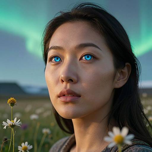 Aurora Gaze: Ethereal East Asian Portrait