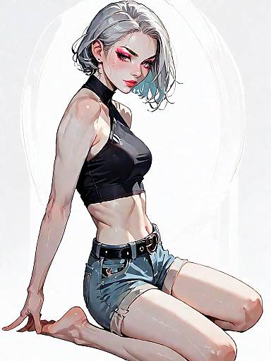 Casual Summer Woman in Black Halter Top