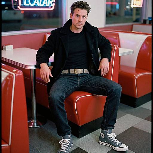 Stylish Man in Vintage Diner Scene