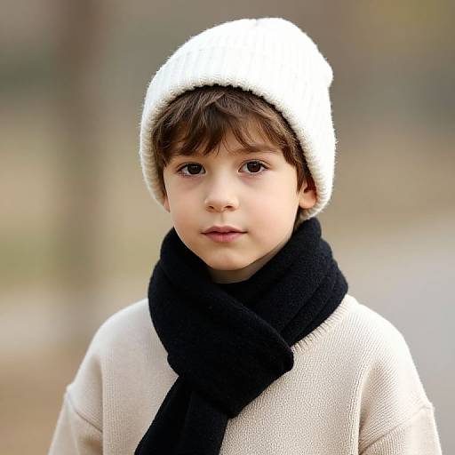 Boy in White Knitted Cap