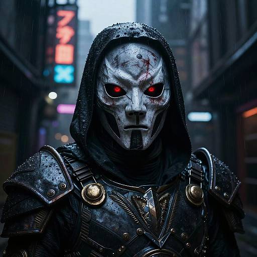 Cyberpunk Doom Emerging from Shadows