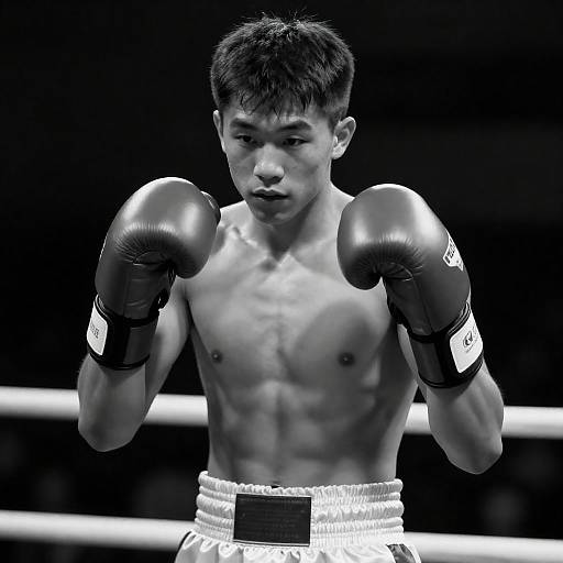 Focused Young Male Boxer in Ring
