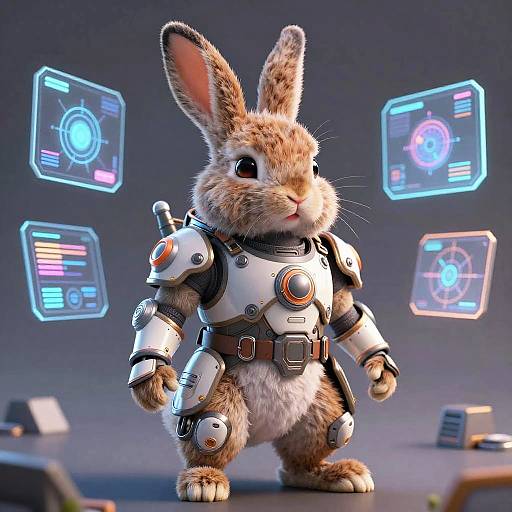 Futuristic Anthropomorphic Rabbit Art