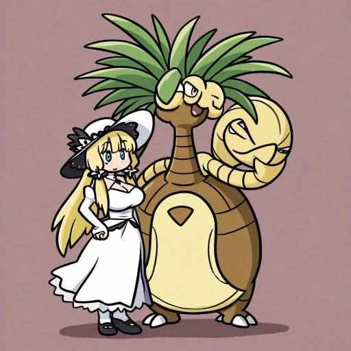 Illustration of Alolan exeggutor, pokemon in the style of Ferret-san