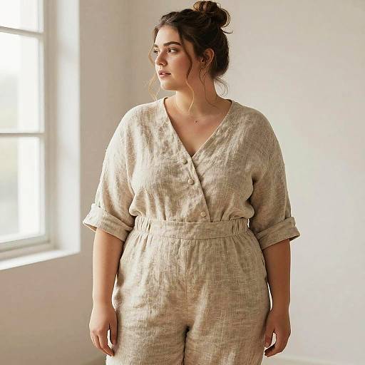 Plus-Size Model with Loose Bun Editorial