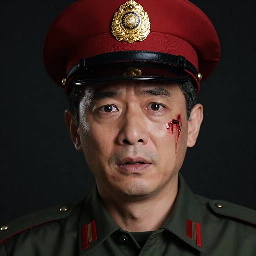 Shocked Policeman Portrait with Blood