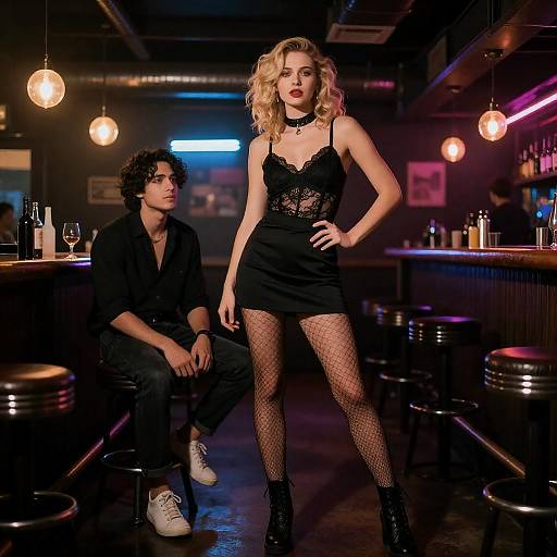 Neon Bar — Blonde in Sheer Lace