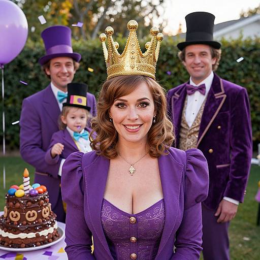 Vibrant Willy Wonka Party Group Photo