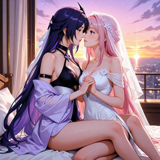 Dreamy Cowboy Shot of Purple-Haired Girl